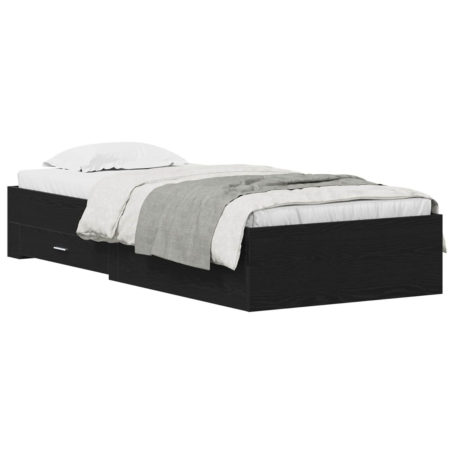 Bed Frame μαύρο δρυς 90x190 εκ. Επεξεργασμένο ξύλο