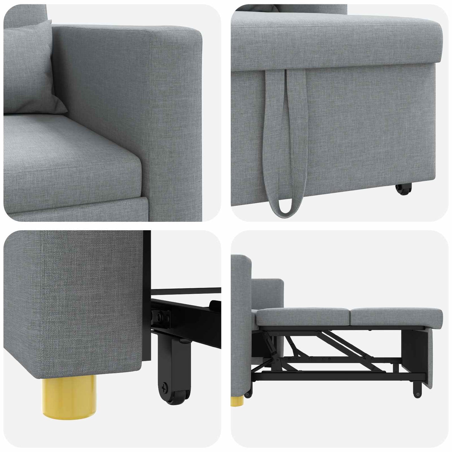 vidaXL Καναπές Κρεβάτι Μονό Ανοιχτό γκρι 90 x 165 x 87 εκ. ύφασμα