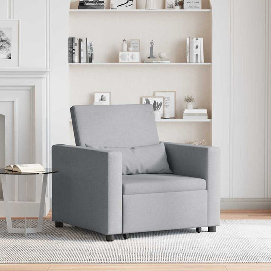 vidaXL Μονός καναπές-κρεβάτι Ανοιχτό γκρι 90 x 165 x 87 εκ. ύφασμα