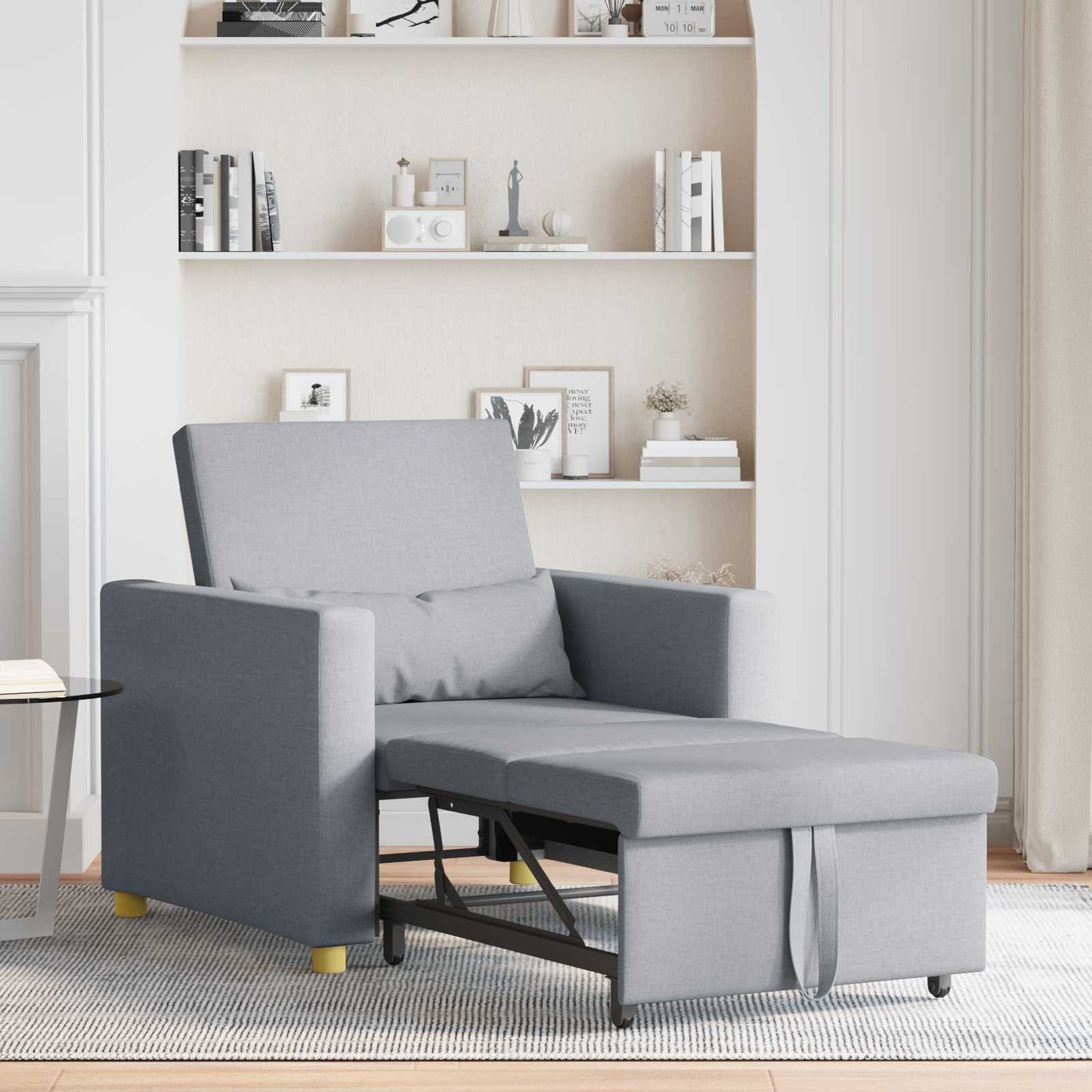 vidaXL Καναπές Κρεβάτι Μονό Ανοιχτό γκρι 90 x 165 x 87 εκ. ύφασμα