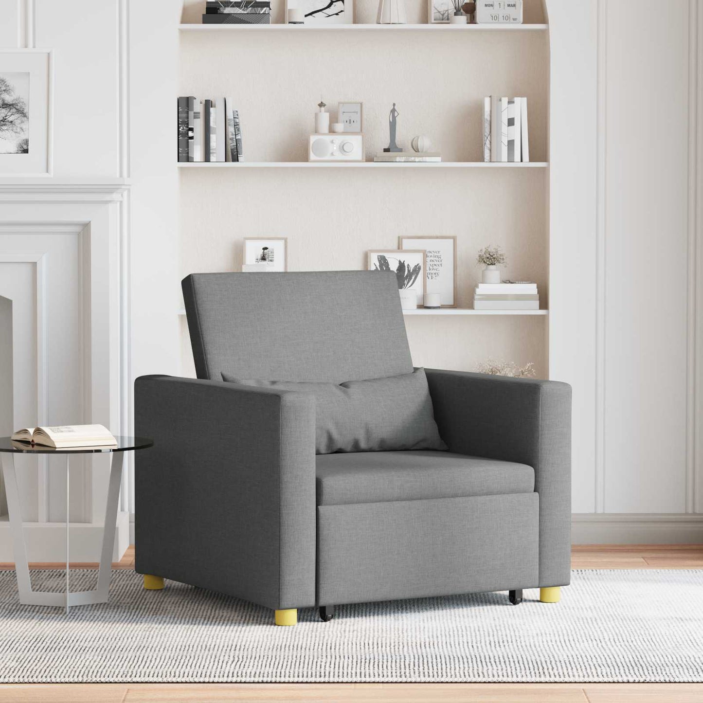 vidaXL Μονός καναπές-κρεβάτι Σκούρο γκρι 90 x 165 x 87 εκ. ύφασμα