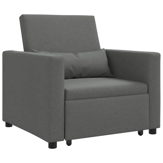 vidaXL Μονός καναπές-κρεβάτι Σκούρο γκρι 90 x 165 x 87 εκ. ύφασμα