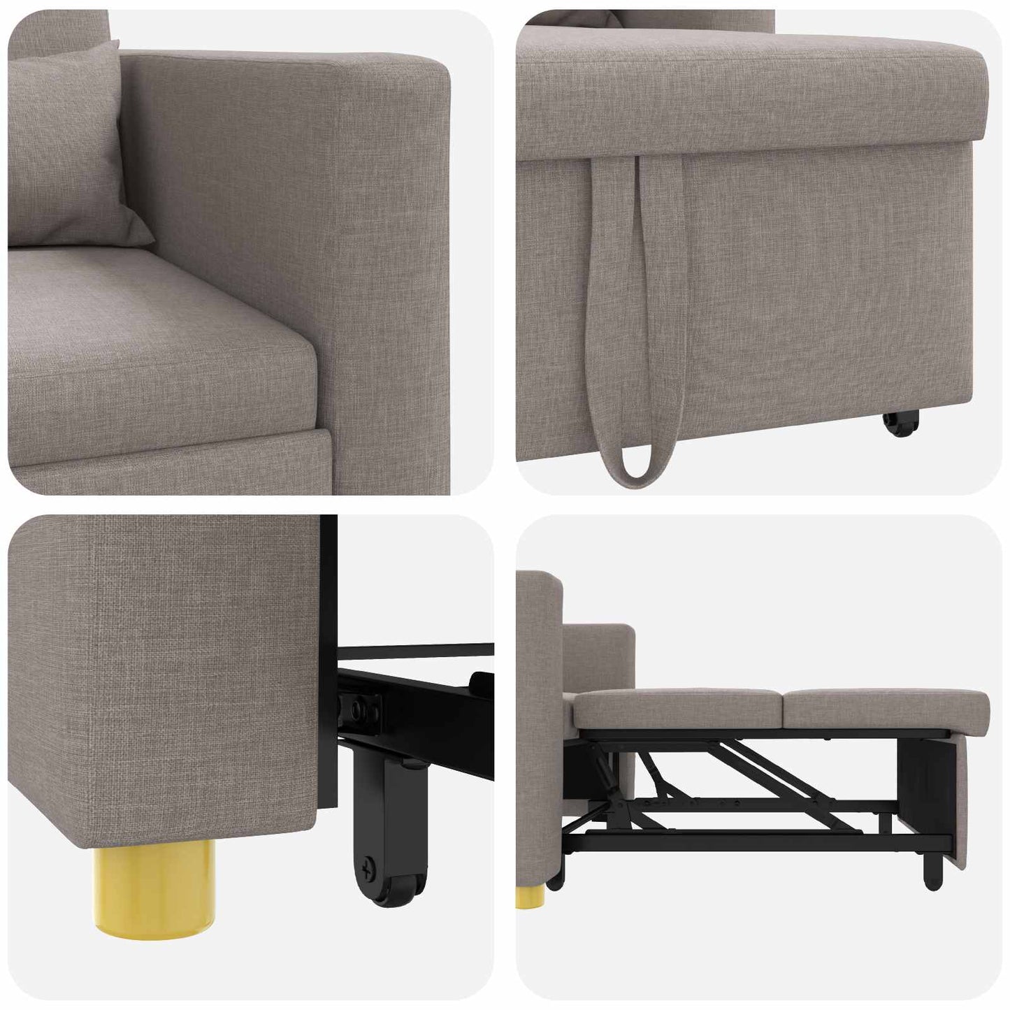 vidaXL Καναπές Κρεβάτι Μονό με τροχούς Taupe 90 x 165 x 87 εκ. ύφασμα