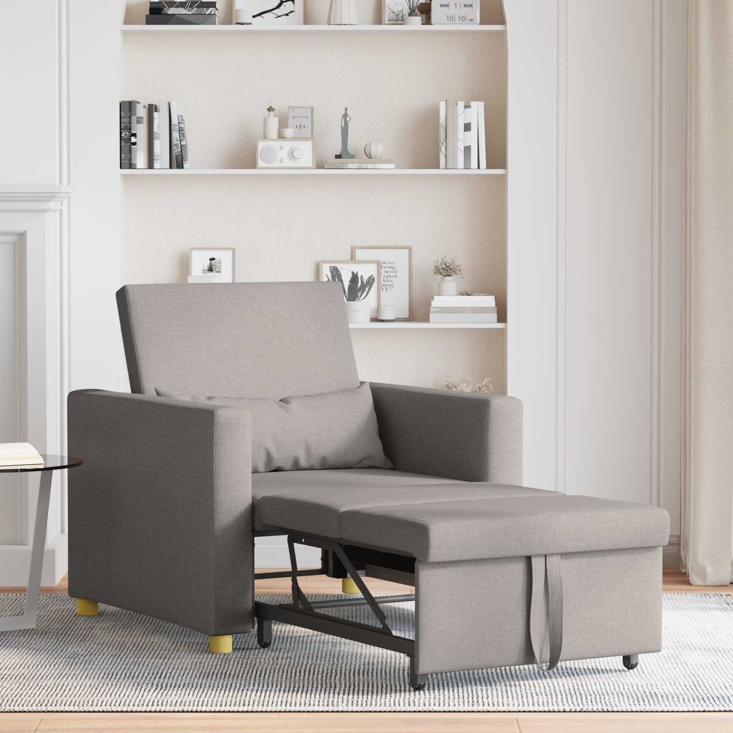 vidaXL Καναπές Κρεβάτι Μονό με τροχούς Taupe 90 x 165 x 87 εκ. ύφασμα