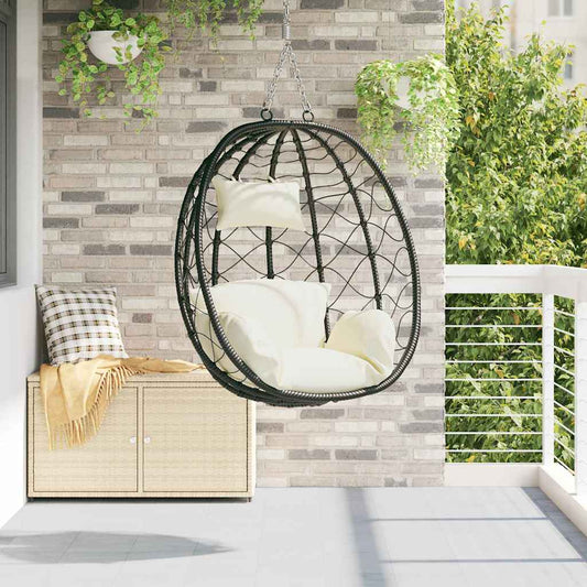 vidaXL Κρεμαστή καρέκλα αυγό Κρεμ λευκό 91,5 x 54,5 x 107 εκ