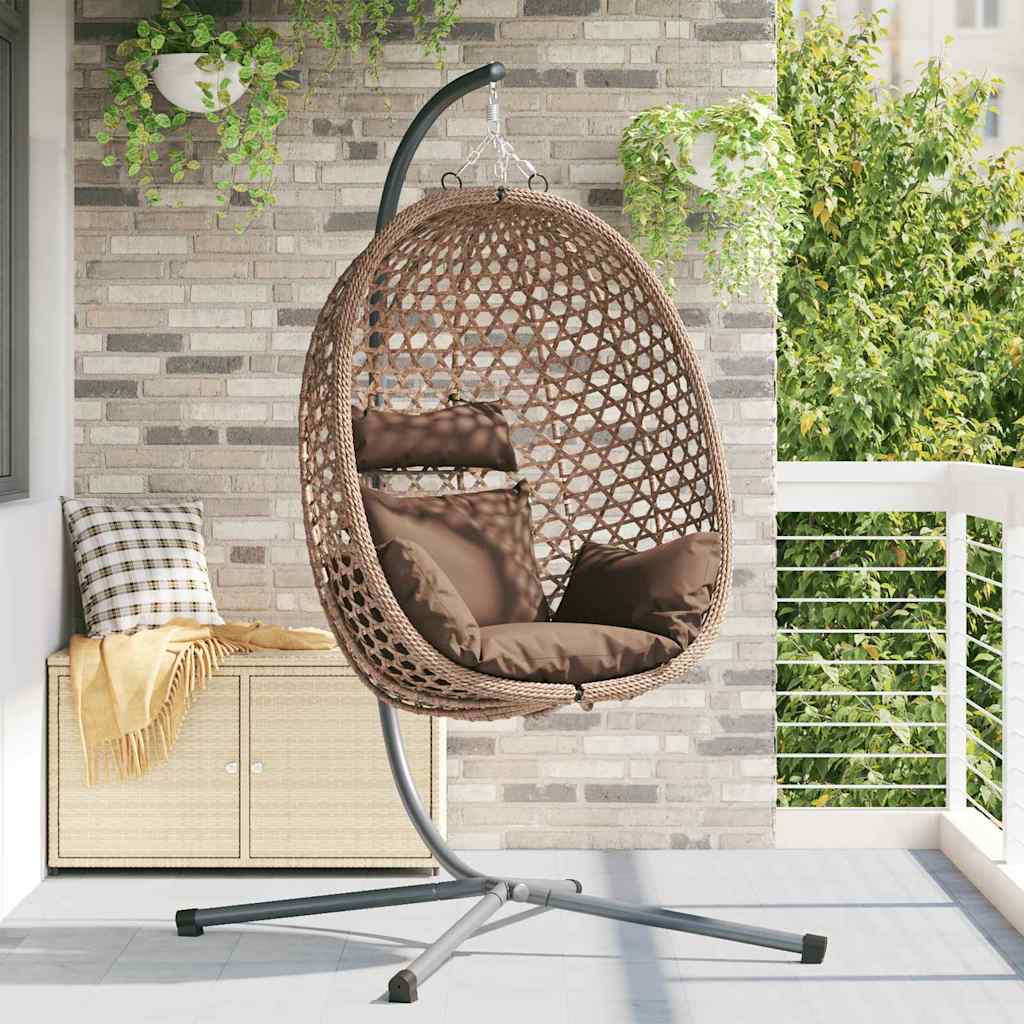 vidaXL Κρεμαστή καρέκλα αυγό Καφέ 104 x 100 x 191 εκ συνθετικό ρατάν