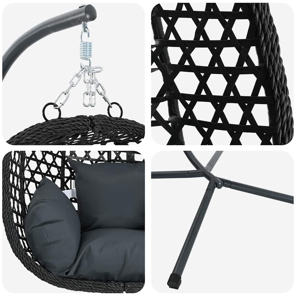 vidaXL Κρεμαστή καρέκλα αυγό Ανθρακί και μαύρο 104 x 100 x 191 εκ