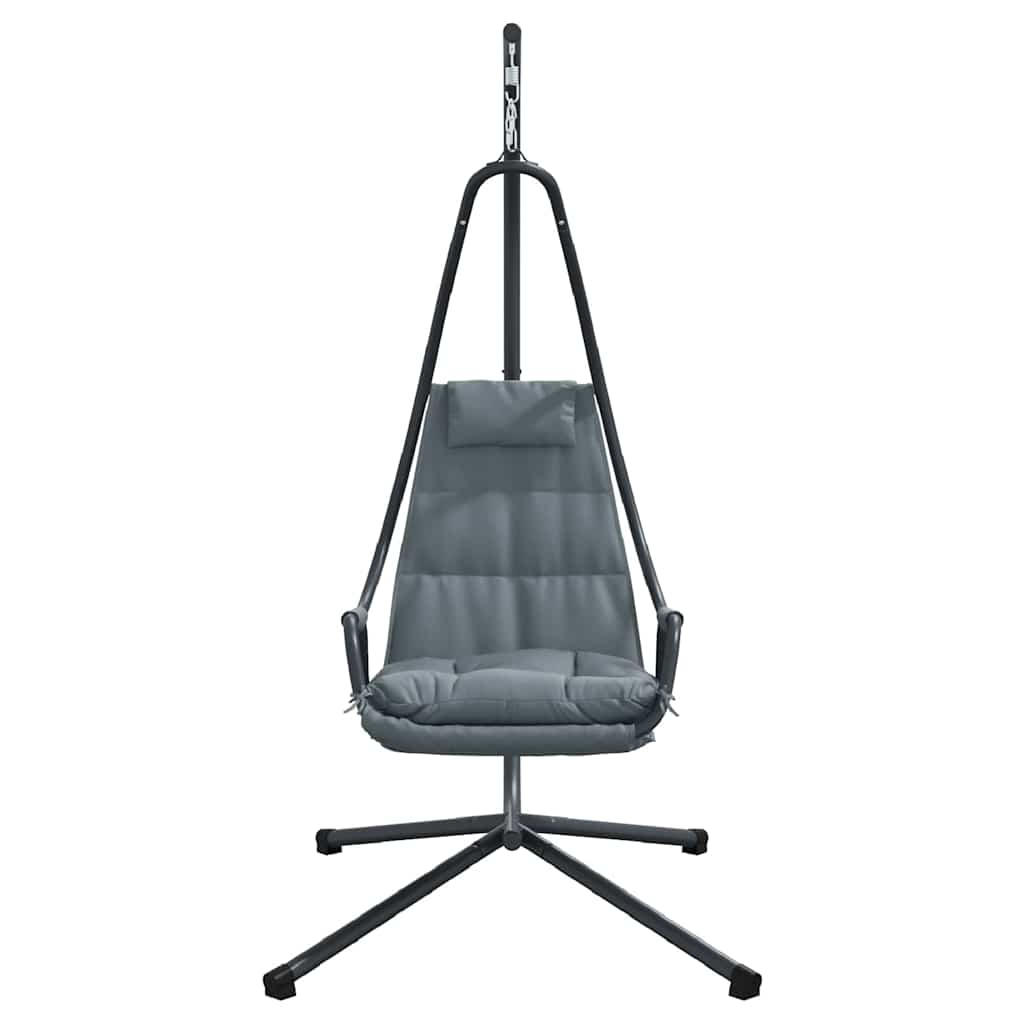 vidaXL Κρεμαστή Καρέκλα με Στήριγμα και Μαξιλάρι Ανθρακί Χάλυβα