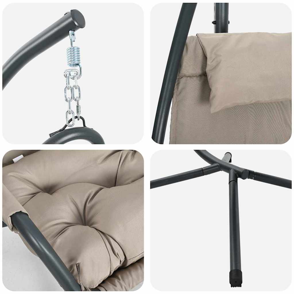 vidaXL Κρεμαστή Καρέκλα με Στήριγμα και Μαξιλάρι Ταπέτο Ατσάλι