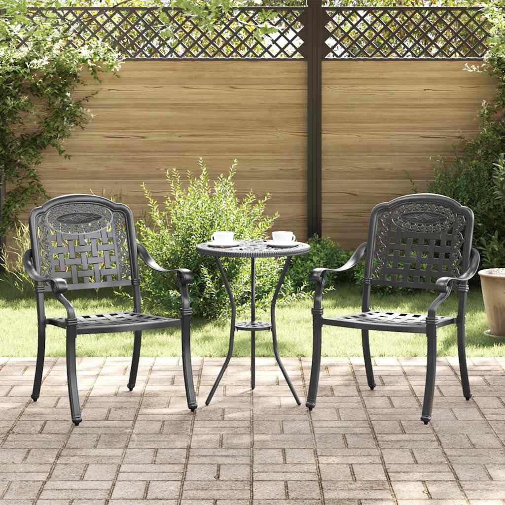 vidaXL Καρέκλα Κήπου 2 pcs Μαύρο 55 x 56,5 x 91εκ Αλουμίνιο