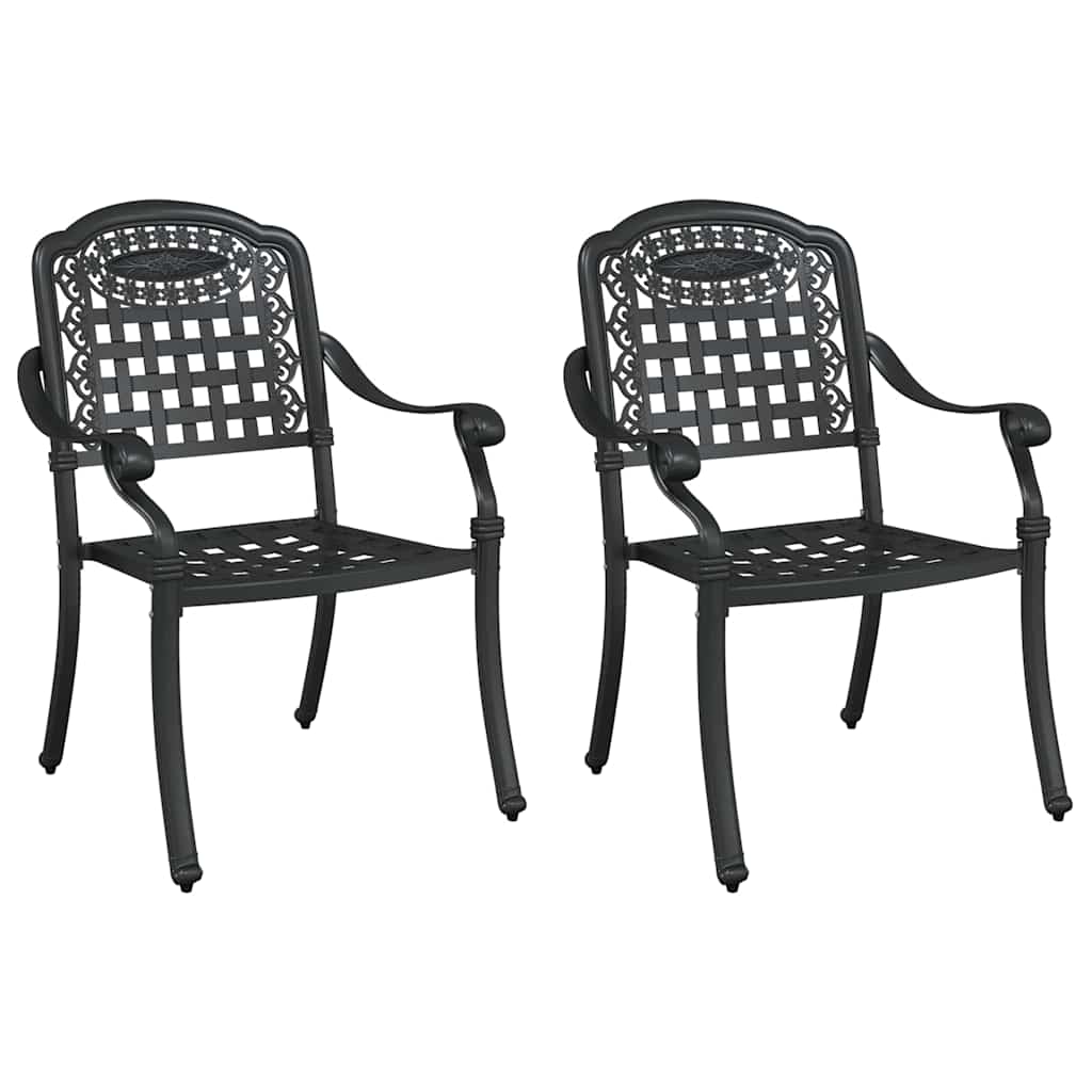 vidaXL Καρέκλα Κήπου 2 pcs Μαύρο 55 x 56,5 x 91εκ Αλουμίνιο