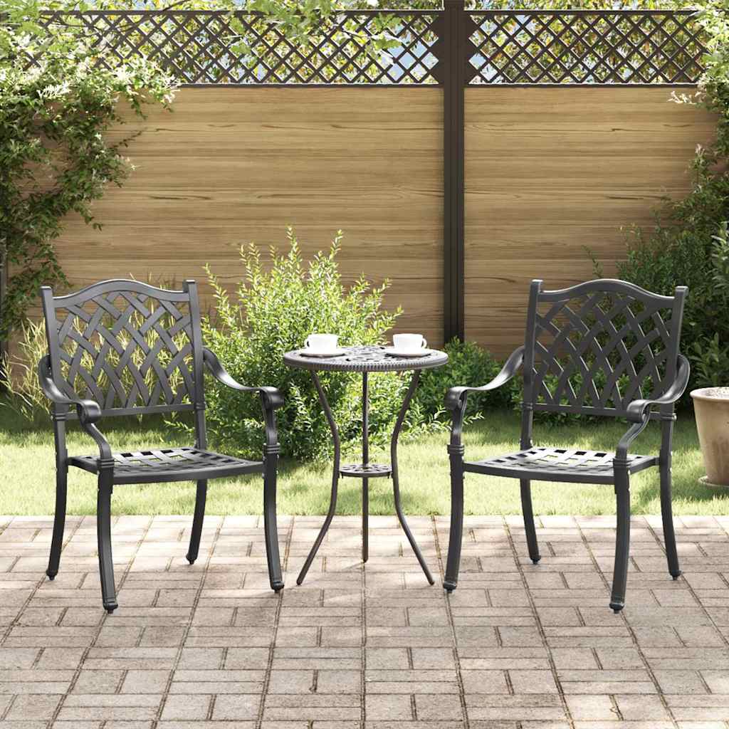 vidaXL Καρέκλα Κήπου 2 pcs Μαύρο 56 x 55 x 92.5εκ Αλουμίνιο