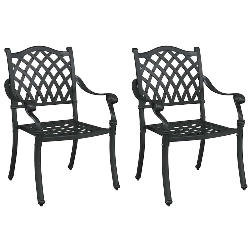 vidaXL Καρέκλα Κήπου 2 pcs Μαύρο 56 x 55 x 92.5εκ Αλουμίνιο