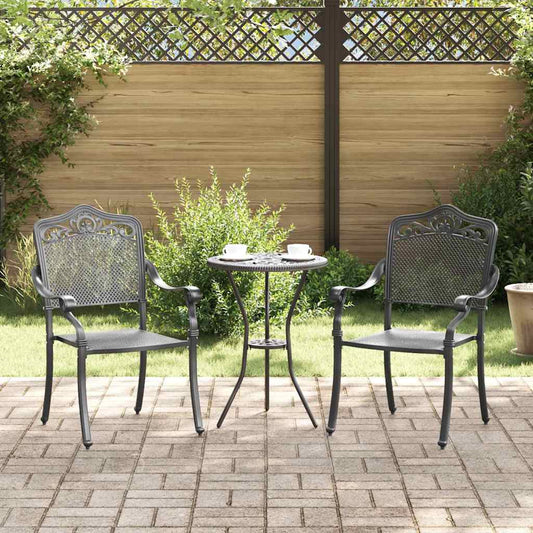 vidaXL Καρέκλα Κήπου 2 pcs Μαύρο 55 x 55 x 92,5 εκ. Αλουμίνιο