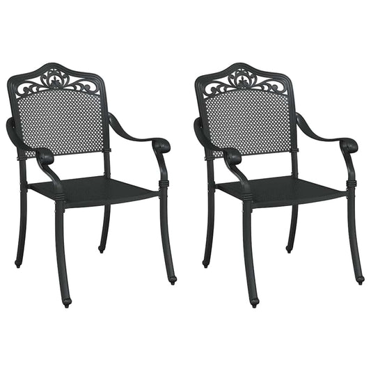 vidaXL Καρέκλα Κήπου 2 pcs Μαύρο 55 x 55 x 92,5 εκ. Αλουμίνιο