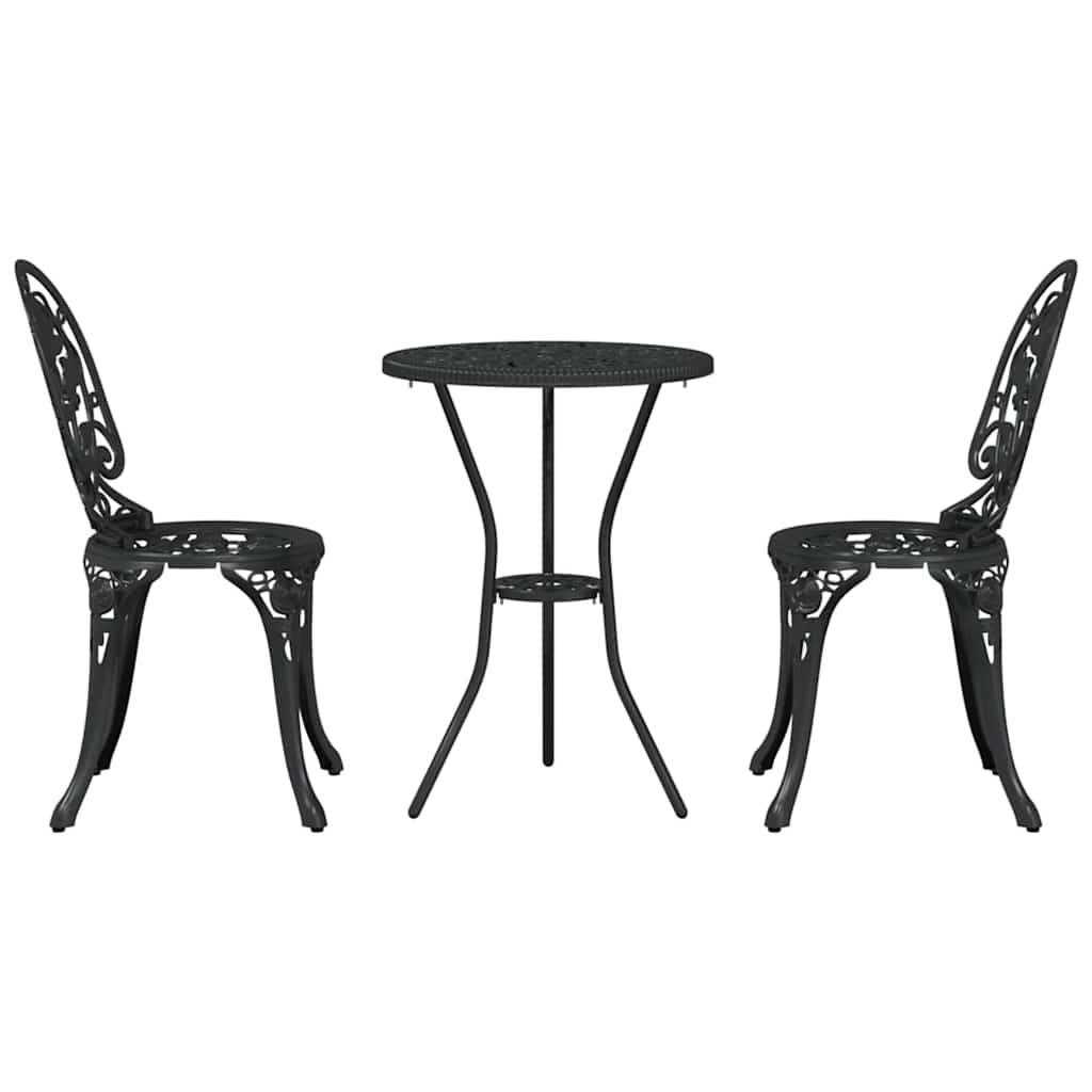 vidaXL Σετ Μπιστρό Κήπου 3 pcs Μαύρο Αλουμίνιο