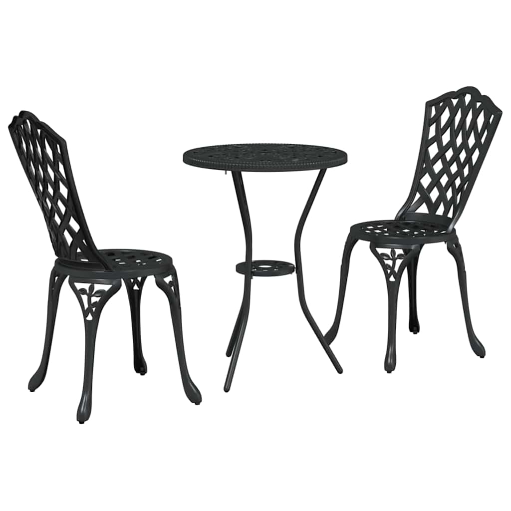 vidaXL Σετ Μπιστρό Κήπου 3 pcs Μαύρο Αλουμίνιο