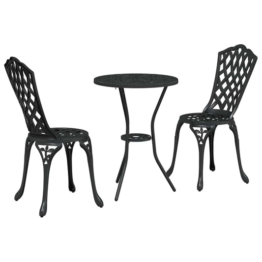 vidaXL Σετ Μπιστρό Κήπου 3 pcs Μαύρο Αλουμίνιο