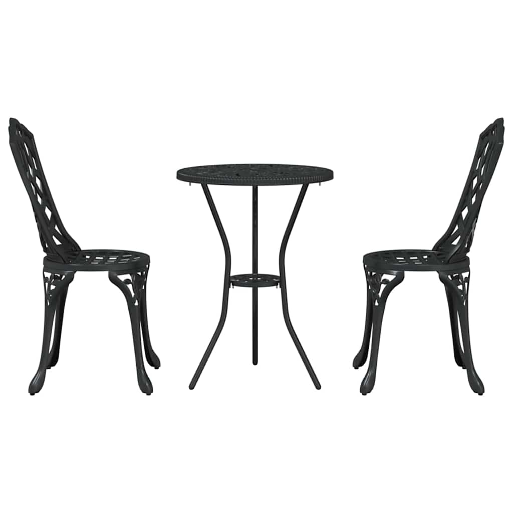vidaXL Σετ Μπιστρό Κήπου 3 pcs Μαύρο Αλουμίνιο
