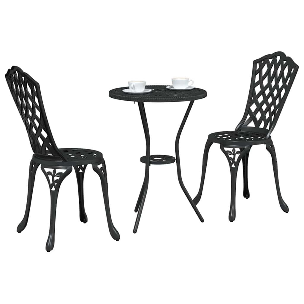 vidaXL Σετ Μπιστρό Κήπου 3 pcs Μαύρο Αλουμίνιο