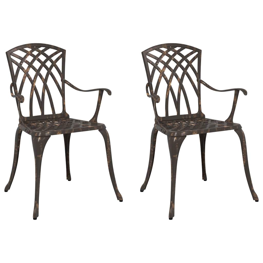 vidaXL Καρέκλα Κήπου 2 pcs Μπρονζέ 53 x 51 x 88,5 εκ. Αλουμίνιο