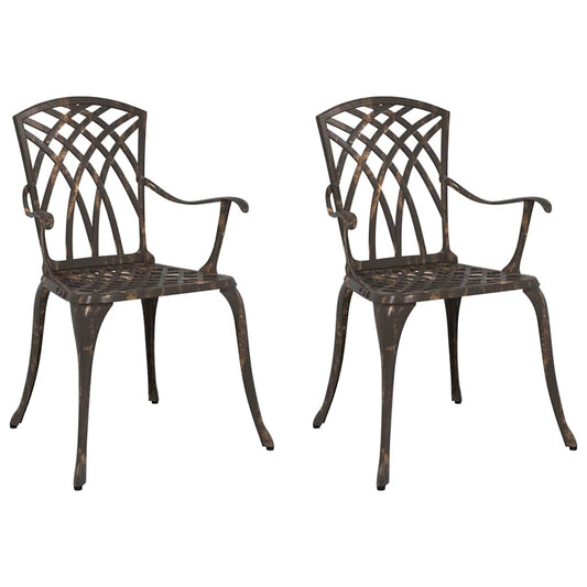 vidaXL Καρέκλα Κήπου 2 pcs Μπρονζέ 53 x 51 x 88,5 εκ. Αλουμίνιο