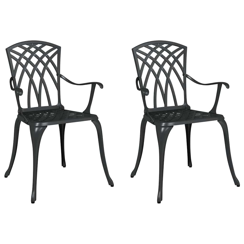 vidaXL Καρέκλα Κήπου 2 pcs Μαύρο 53 x 51 x 88,5 εκ. Αλουμίνιο