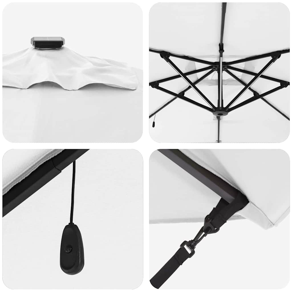 vidaXL Ομπρέλα ηλίου με φώτα λωρίδας LED Άμμος 286 x 284 x 270 εκ