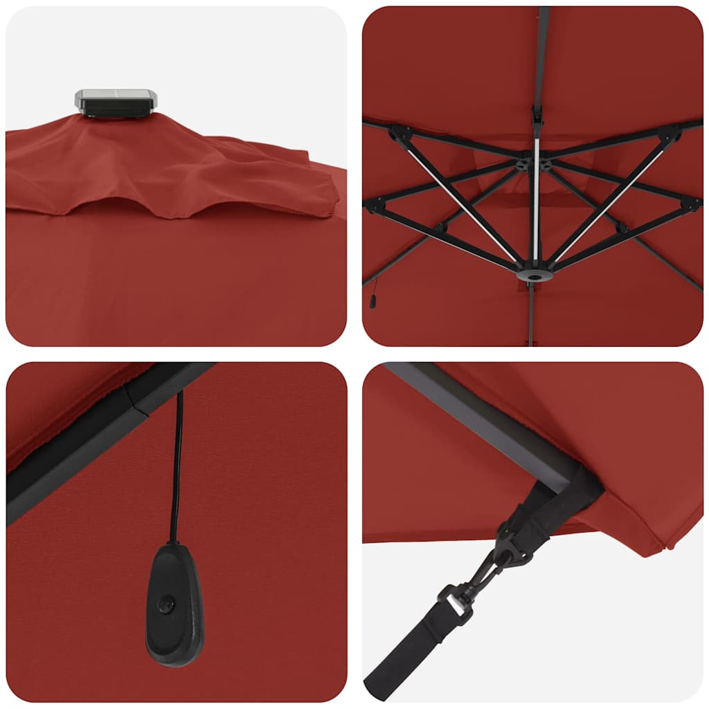 vidaXL Ομπρέλα ηλίου με φώτα λωρίδας LED Τερακότα 286 x 284 x 270 εκ