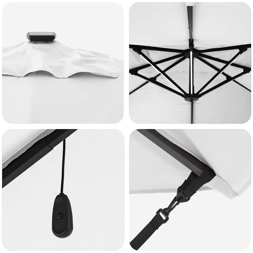 vidaXL Ομπρέλα ηλίου με φώτα λωρίδας LED Άμμος 352 x 251 x 265 εκ.