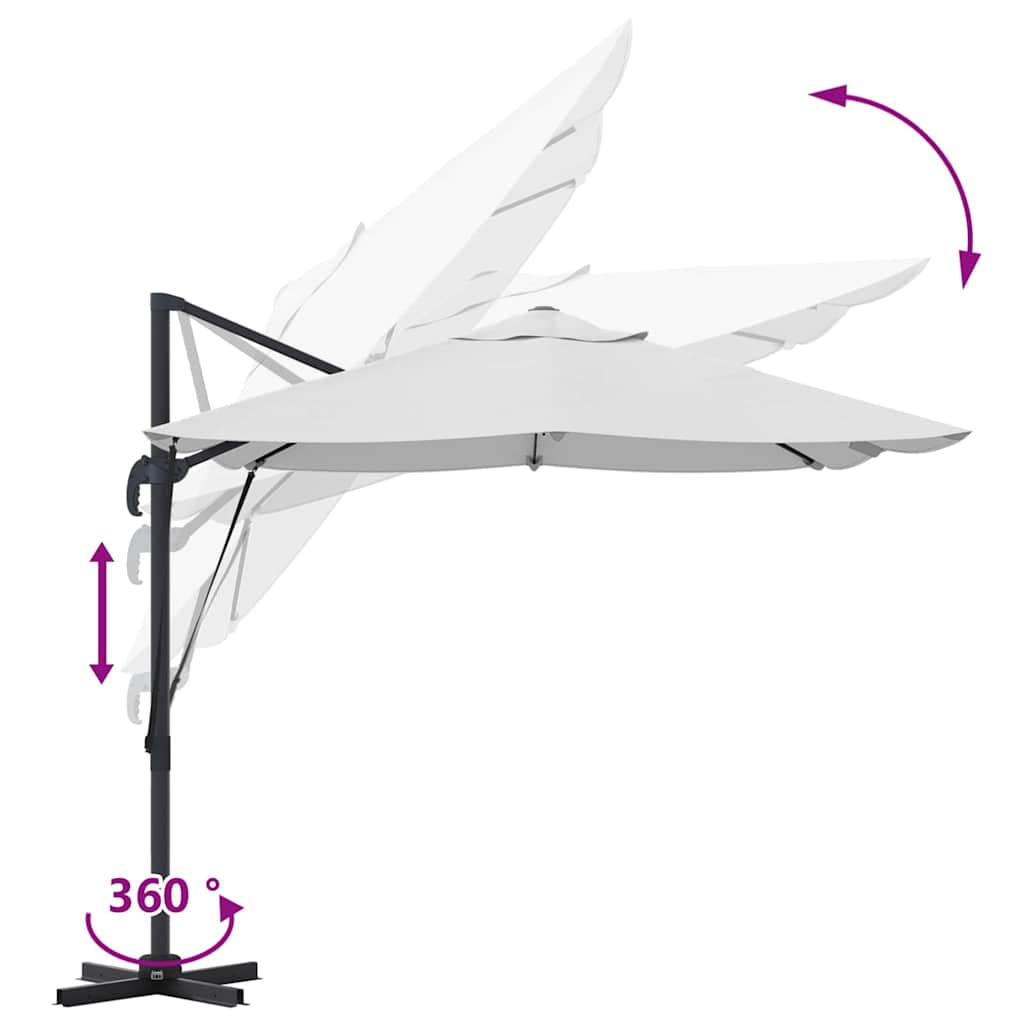 vidaXL Ομπρέλα ηλίου Άμμος 351 x 250 x 260 εκ