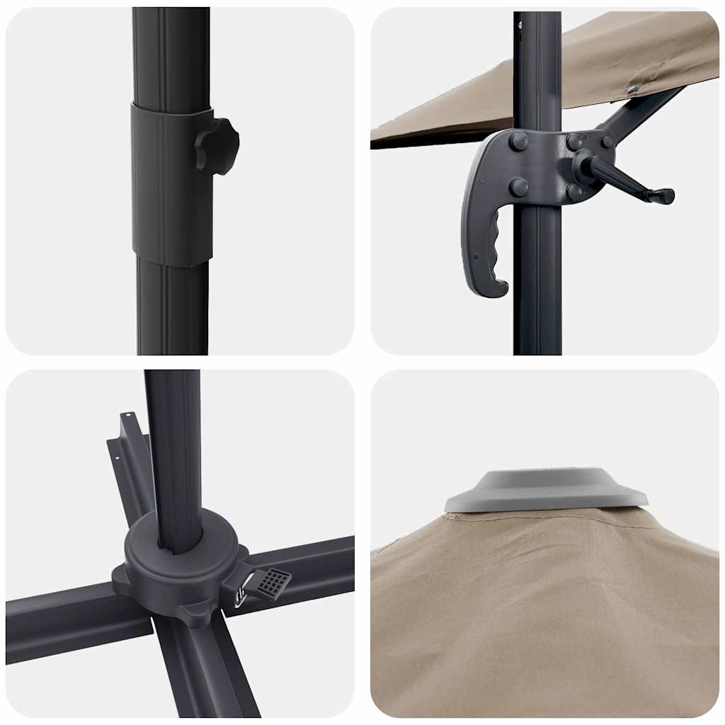 vidaXL Ομπρέλα ηλίου Taupe 351 x 250 x 260 εκ