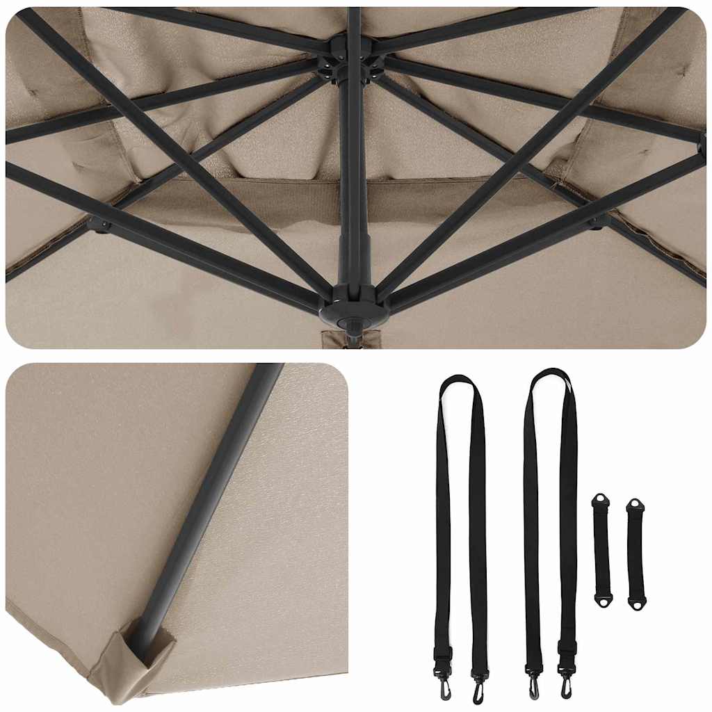 vidaXL Ομπρέλα ηλίου Taupe 351 x 250 x 260 εκ