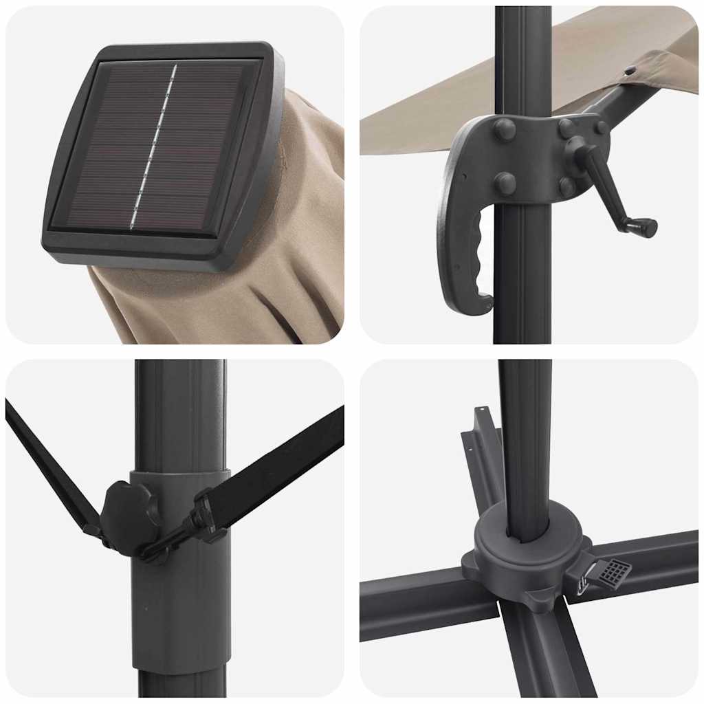 vidaXL Ρώμη Ομπρέλα Taupe 286 x 285 x 270 εκ Αλουμίνιο και Πολυεστέρας