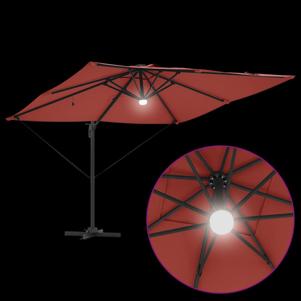 vidaXL Ρώμη Ομπρέλα με φώτα λωρίδας LED Κόκκινο 286 x 284 x 270 εκ