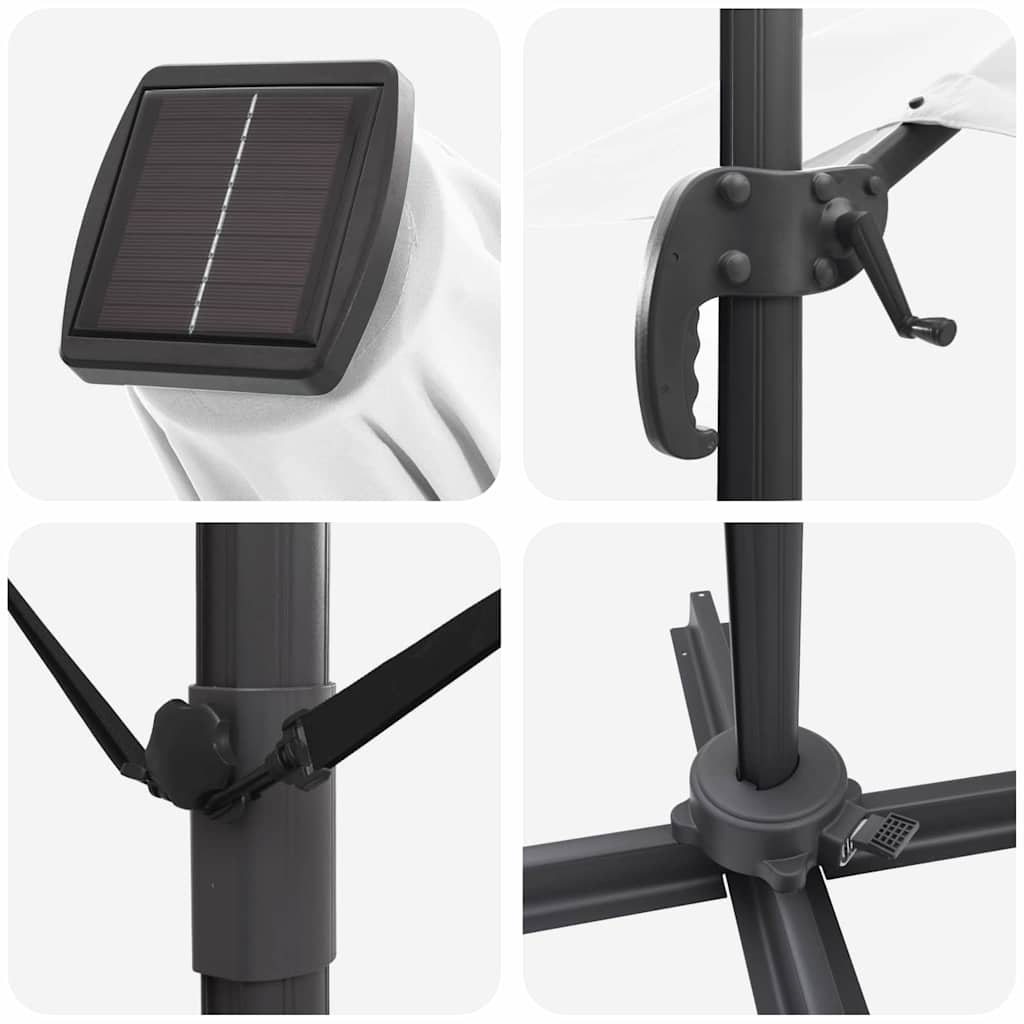 vidaXL Ομπρέλα ηλίου με φώτα λωρίδας LED Άμμος 351 x 250 x 253 εκ