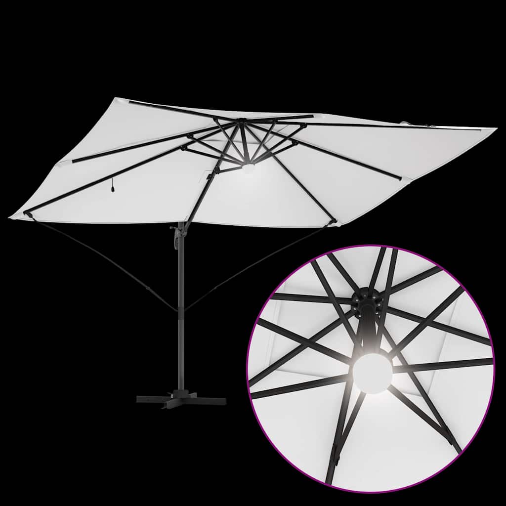 vidaXL Ομπρέλα ηλίου με φώτα λωρίδας LED Άμμος 351 x 250 x 253 εκ