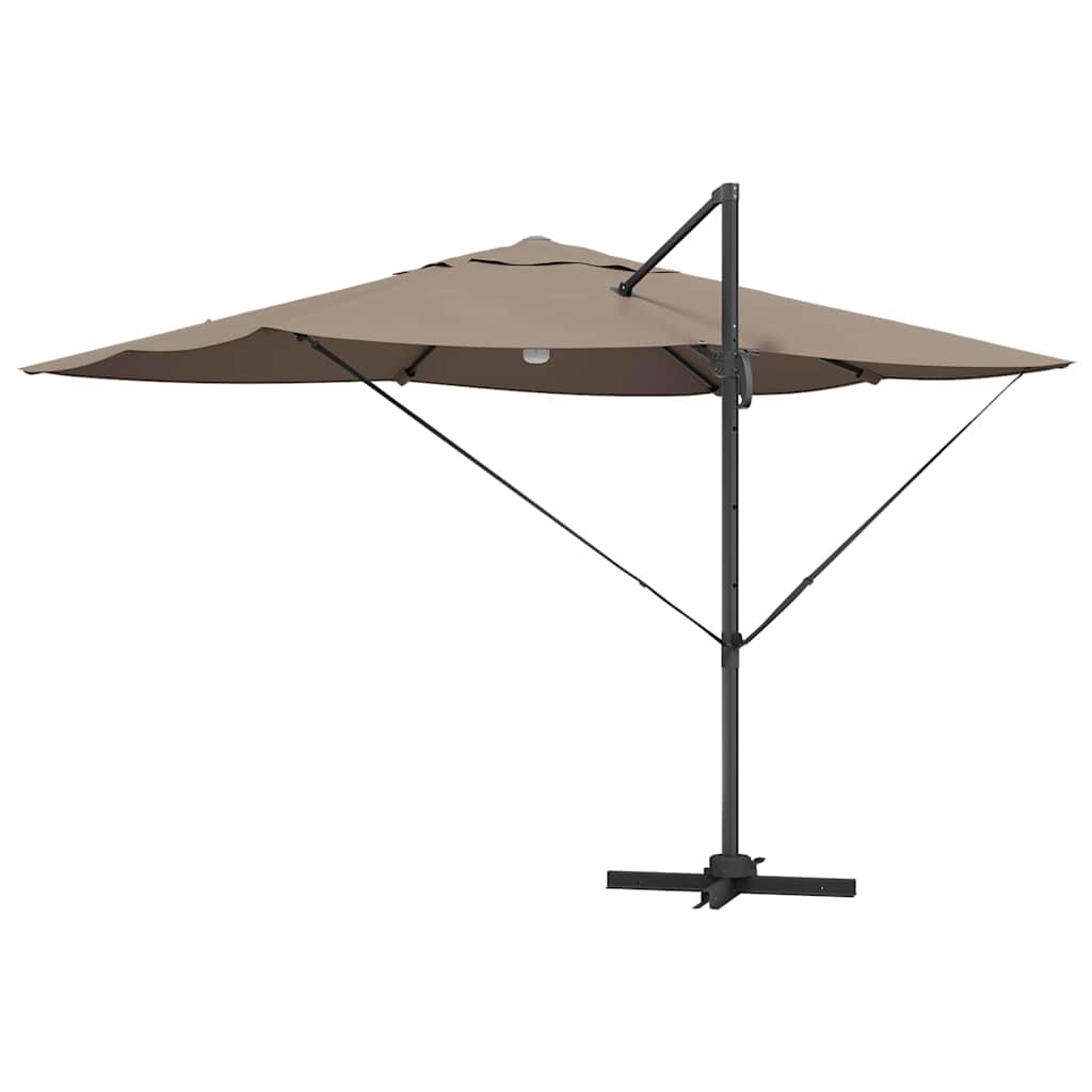 vidaXL Ομπρέλα ηλίου με φώτα λωρίδας LED Taupe 351 x 250 x 253 εκ