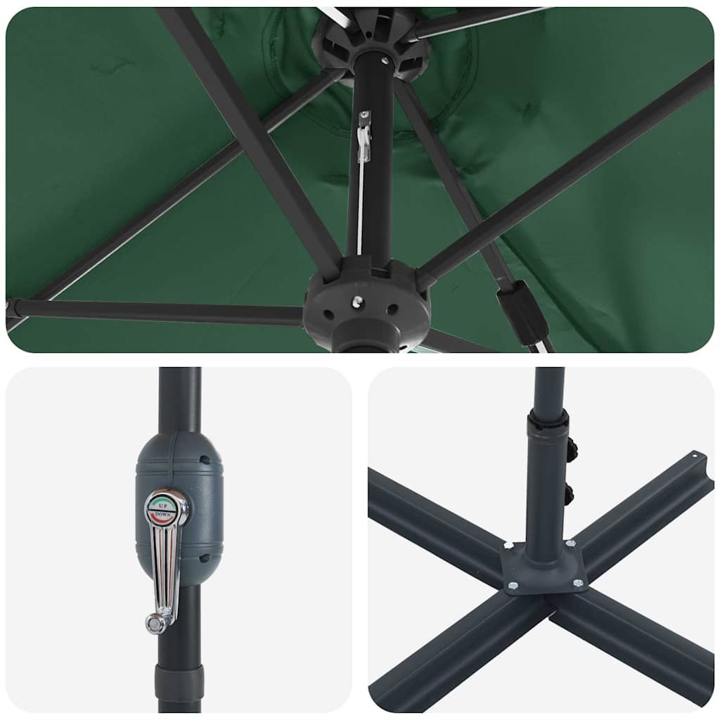 vidaXL Ομπρέλα Κήπου Πράσινο 370 x 197 x 239 εκ.