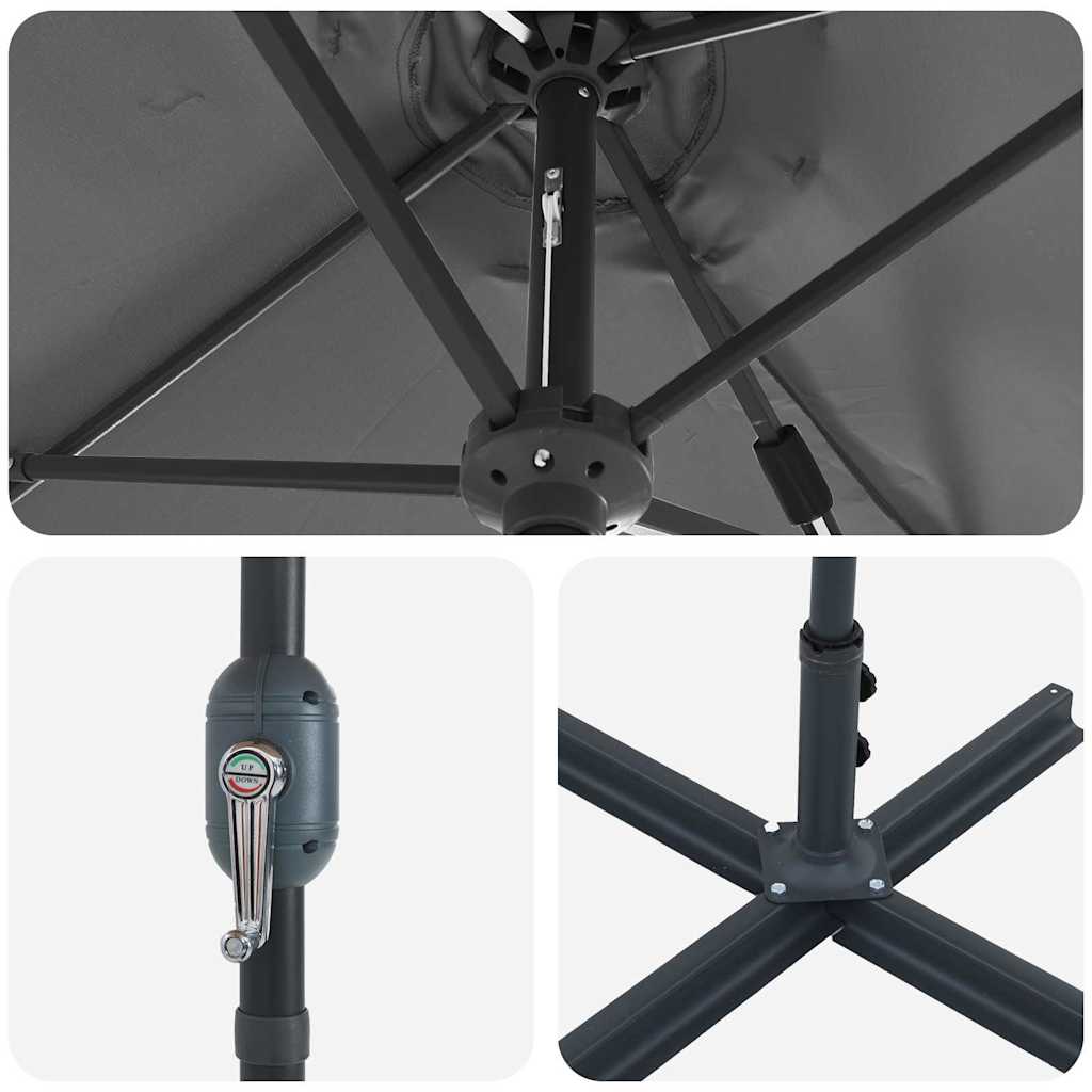 vidaXL Ομπρέλα Κήπου Ανθρακί 380 x 196 x 235 εκ.