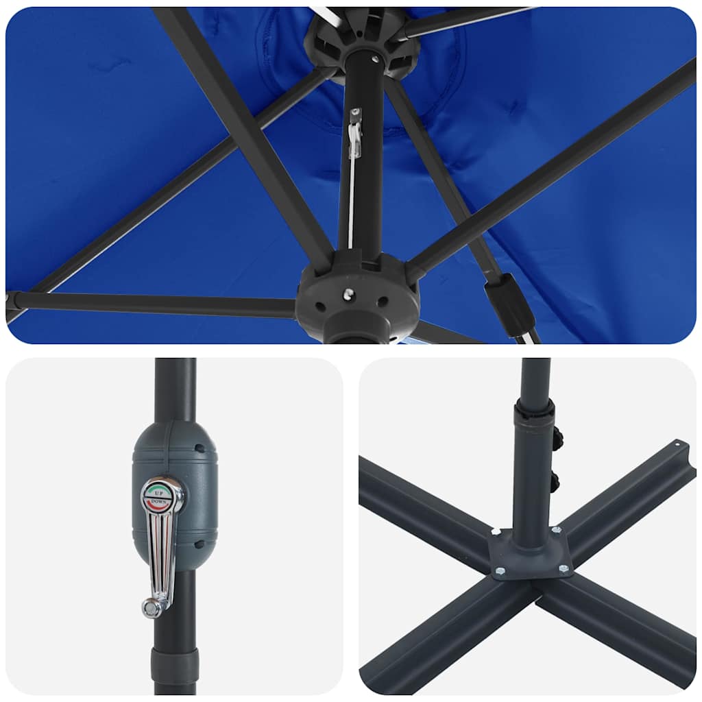 vidaXL Ομπρέλα Κήπου Αζούρ μπλε 370 x 197 x 239 εκ.