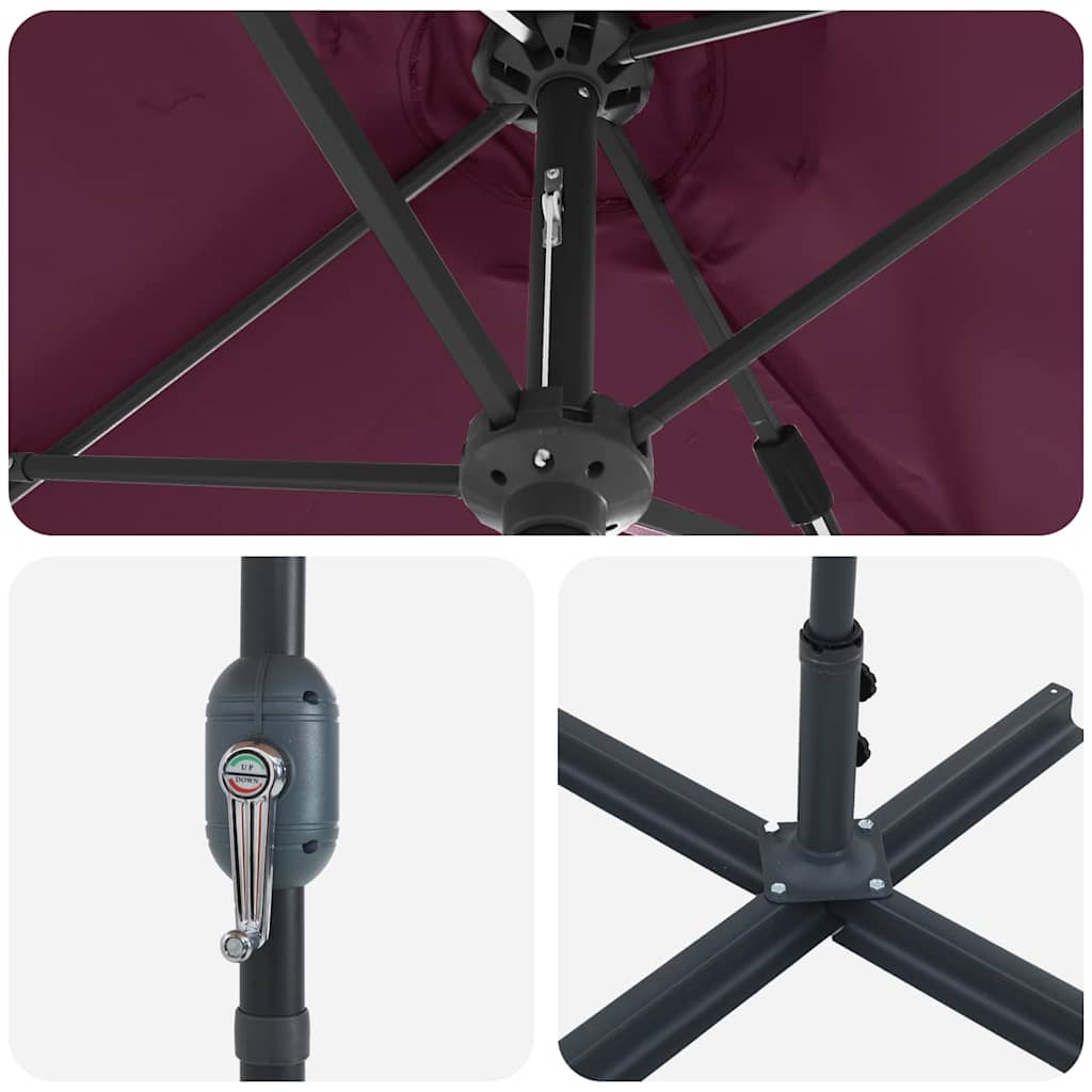 vidaXL Ομπρέλα Κήπου Βεραμάν Κόκκινο 370 x 197 x 239 εκ.