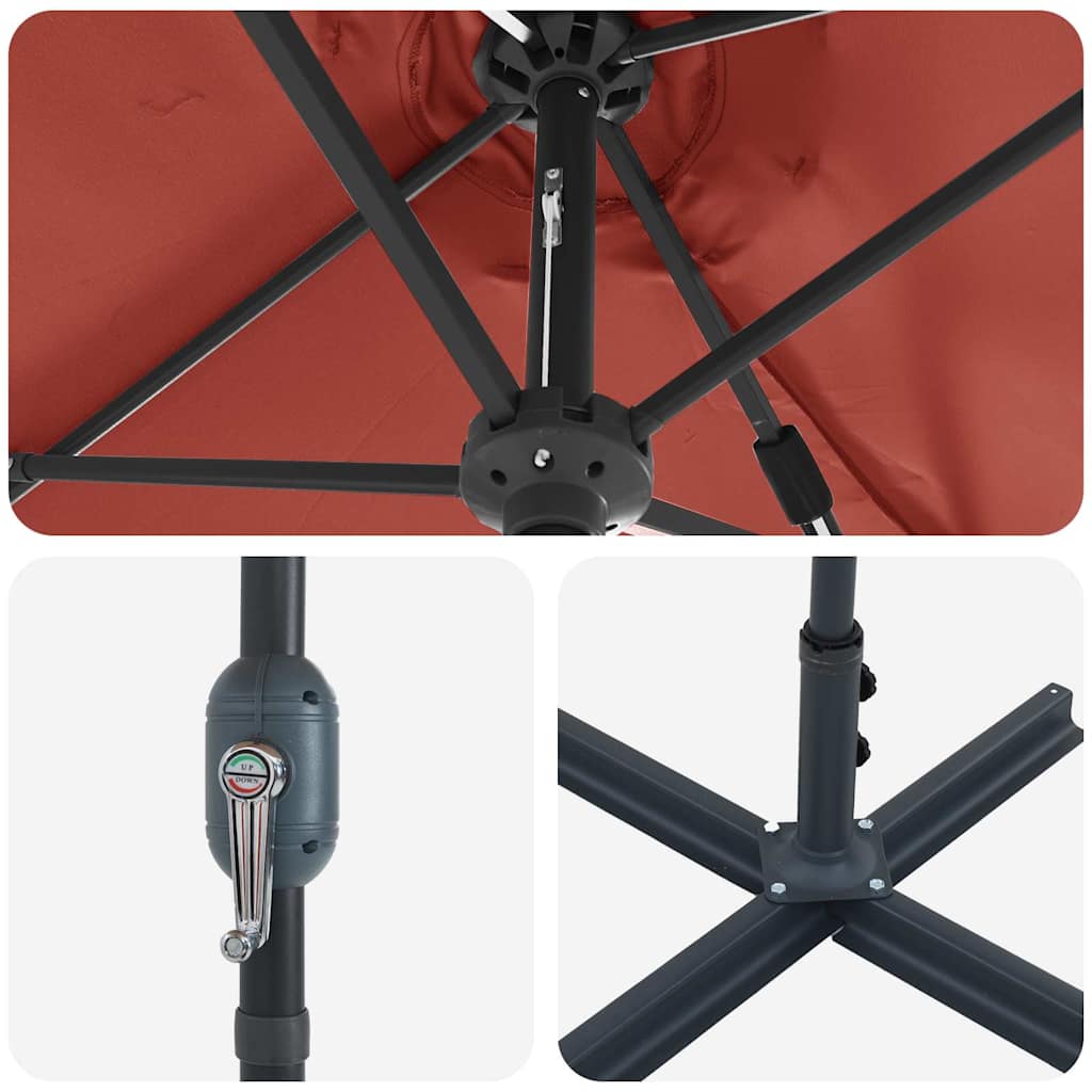 vidaXL Ομπρέλα Κήπου Τερακότα 370 x 197 x 239 εκ.