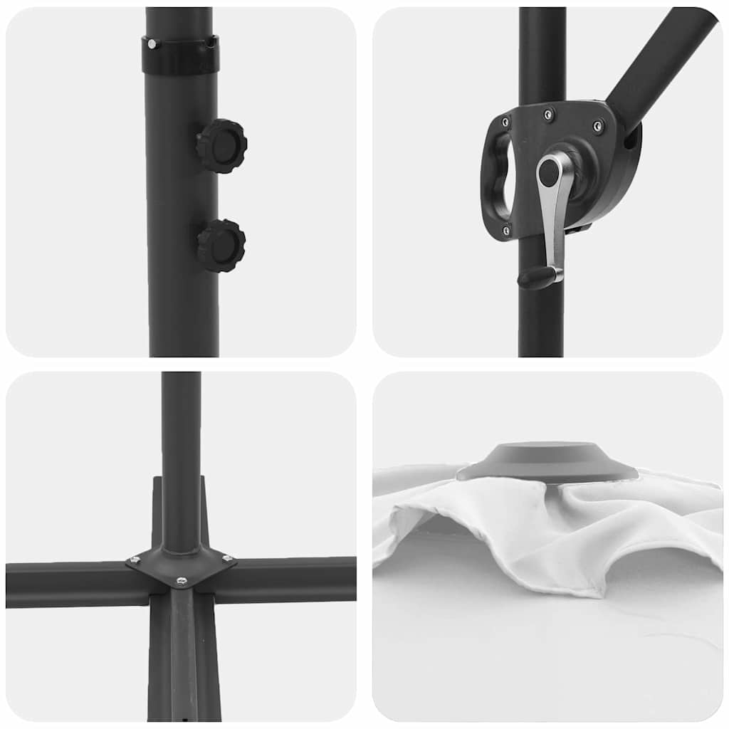 vidaXL Ομπρέλα κήπου τύπου καντίλας Άμμος 372 x 198 x 253 εκ