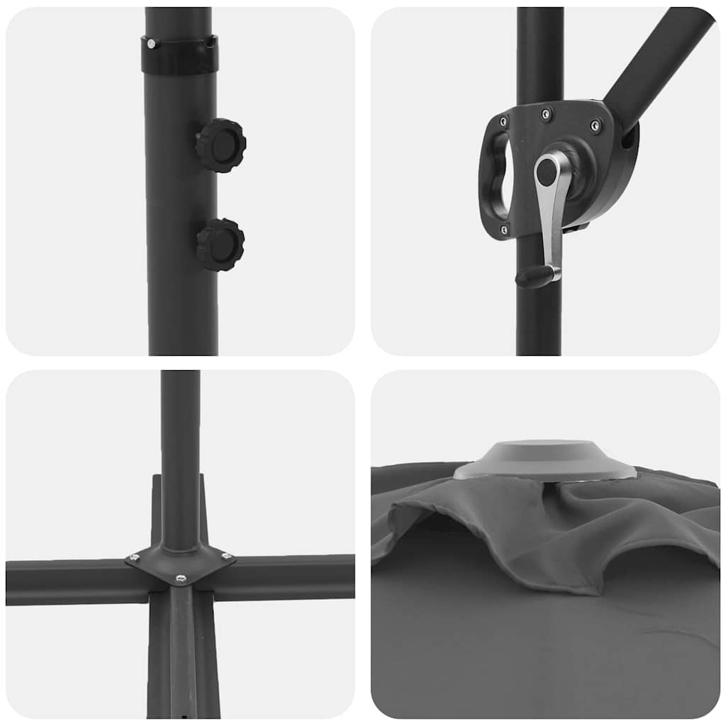 vidaXL Ομπρέλα κήπου τύπου καντίλας Ανθρακί 372 x 198 x 253 εκ