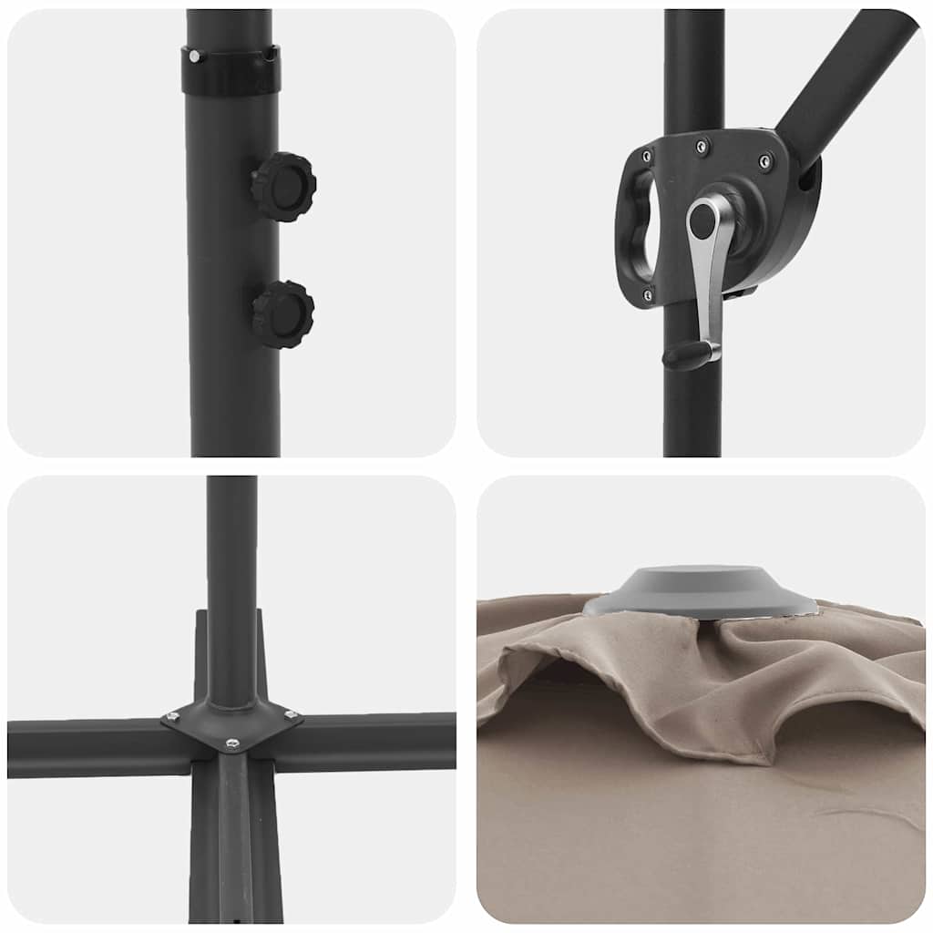 vidaXL Ομπρέλα ηλίου Taupe 372 x 198 x 243 εκ