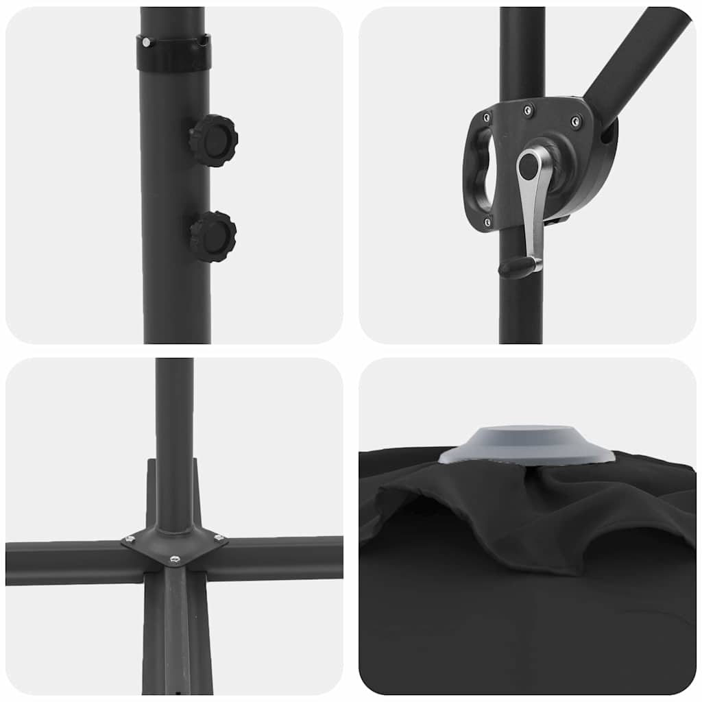 vidaXL Ομπρέλα κήπου τύπου καντίλας με κλειδαριά Μαύρο Large