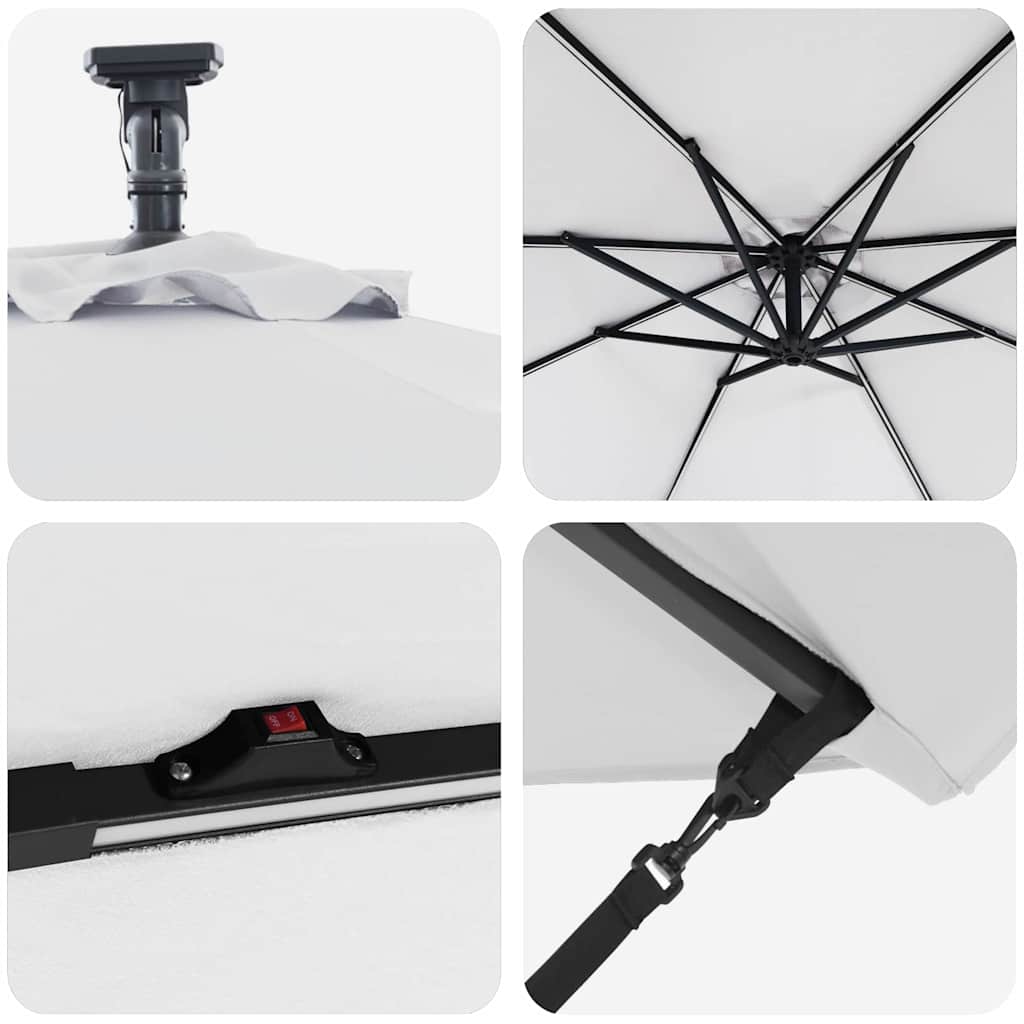 vidaXL Ομπρέλα ηλίου με φώτα λωρίδας LED Άμμος 294 x 294 x 248 cm