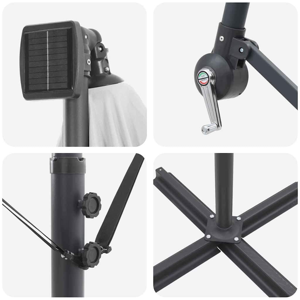 vidaXL Ομπρέλα ηλίου με φώτα λωρίδας LED Άμμος 294 x 294 x 248 cm