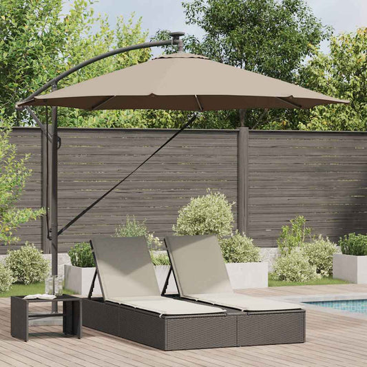 vidaXL Ομπρέλα ηλίου με φώτα λωρίδας LED Taupe 294 x 294 x 248 cm